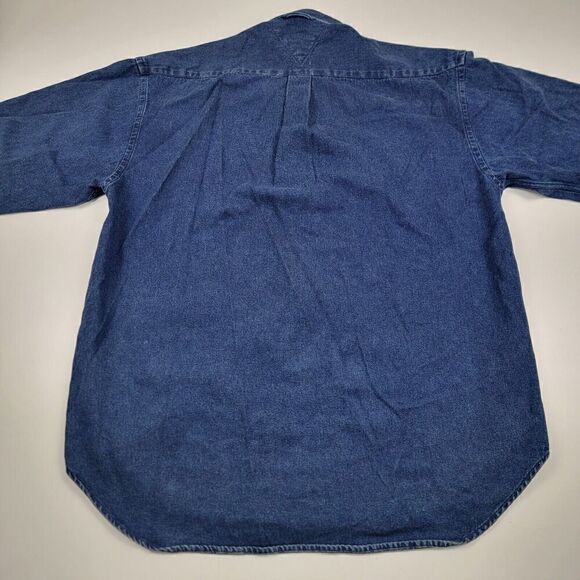 Vintage Y2K 90s Tommy Hilfiger Crest Long Sleeve Button Down Denim Plaid Shirt - Picture 12 of 14